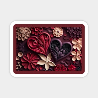 Beautiful floral pattern of valentines hearts - deeper violets and crimsons ! Magnet