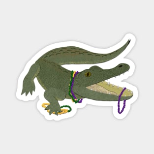 Paper Craft Mardi Gras Alligator with beads Magnet