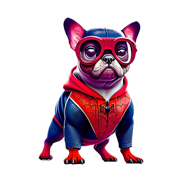 Super Frenchie: Red and Blue Hoodie Version 3 by fur-niche