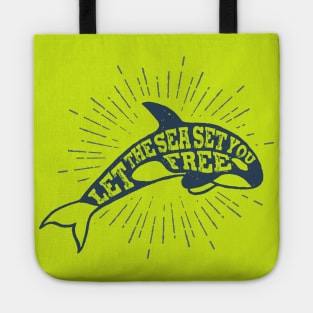 Nautical lettering:Let the sea set you free Tote