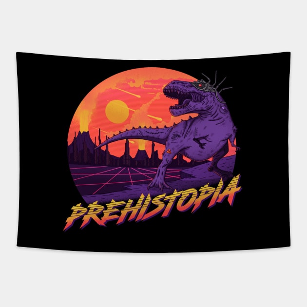 Prehistopia ✅ Dinosaurs and Cyberpunk Tapestry by Sachpica
