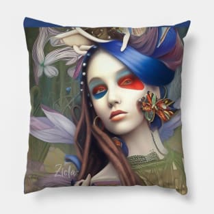 Classic bewitching Ziola girl with blue hair Beautiful Women Pillow