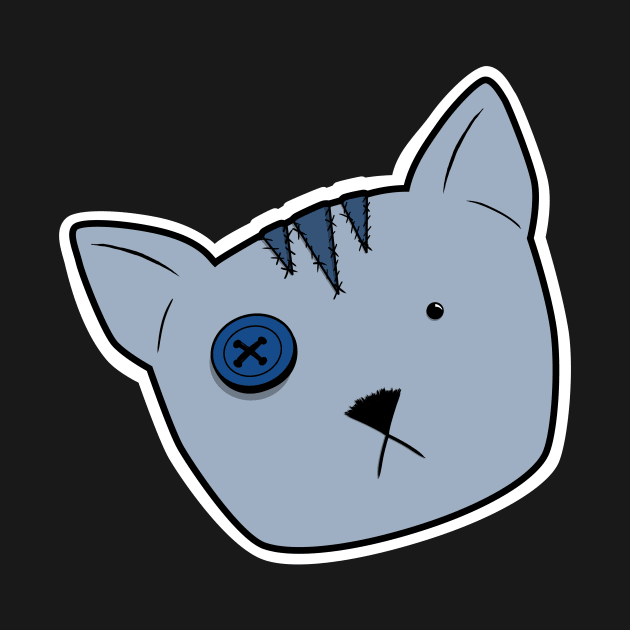 Stuffed Tabby Voodoo Kitten Head - Blue-Grey by GeekySagittarius