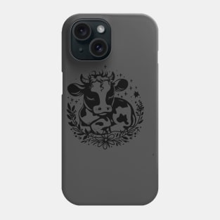 Adorable Sleepy Cow with Stars and Flowers Phone Case