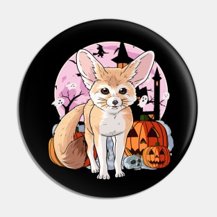 Fennec Fox Scary Happy Halloween Witch Pumpkin Pin