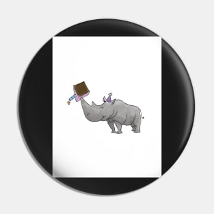 Rhino with Cake - Happy Birthday Pin