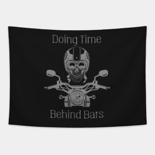 Motorcycle Rider Doing Time Behind Bars T-Shirt Tapestry