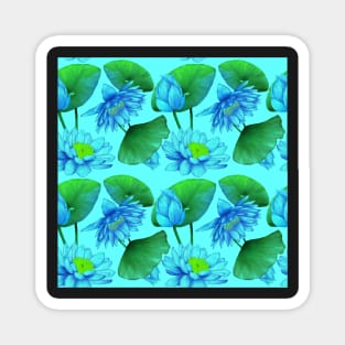 Lotus Flowers in Teal Magnet