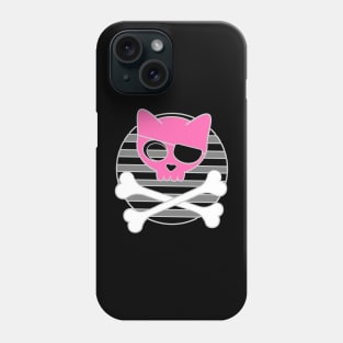 Goth Pirate Kitty Cat Skull and Crossbones Phone Case