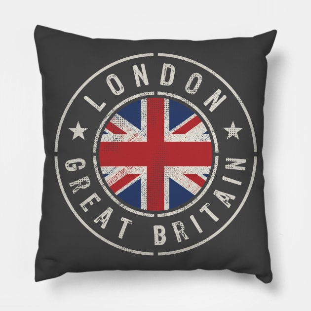 London Great Britain Flag Pillow by Designkix