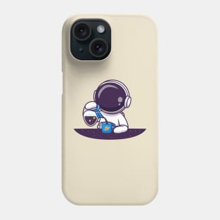 Cute Astronaut Pouring Space Tea Cartoon Phone Case