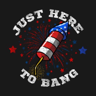 Just Here To Bang Funny 4th Of July T-Shirt