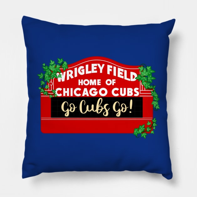 Chicago Wrigley Field Sign Pillow by HofDraws