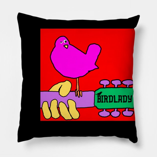 Birdlady's Guitar Pillow by Happy Underground Productions