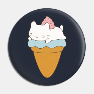 Kawaii Ice Cream Cone Cat Dessert T-Shirt Pin