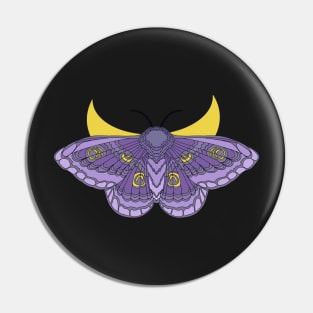 Purple Moon Moth Pin