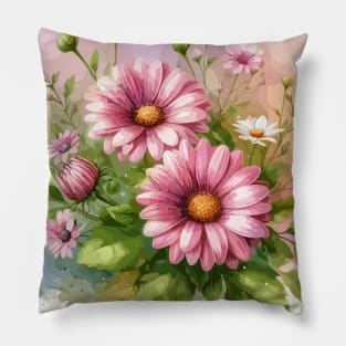 Pink Daisy Flower Pillow