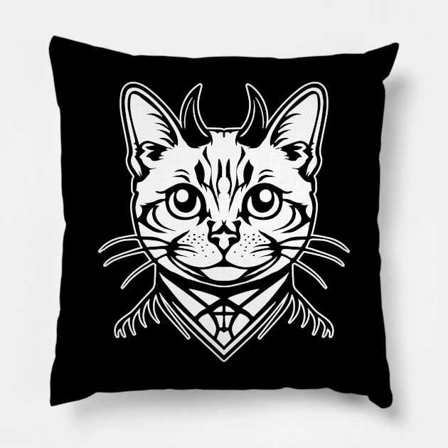 Metal deftone cat art Pillow by Matadesain merch