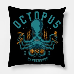 The Octopus Barbershop Illustration Pillow