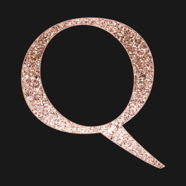 Q rose gold glitter monogram letter by RoseAesthetic