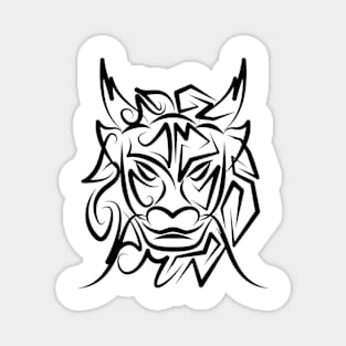 Black and White Tribal Dragon Magnet