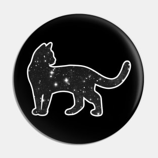Cat with Black and White Galaxy Design Pin