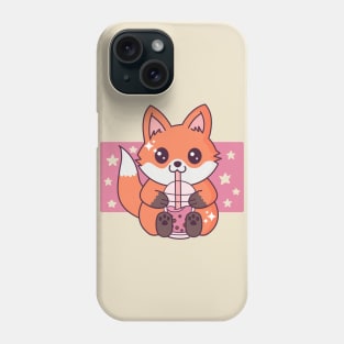 Baby Fox Drinking Boba Tea Cute Kawaii Fox Lover Phone Case