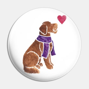 Watercolour Labradoodle Pin