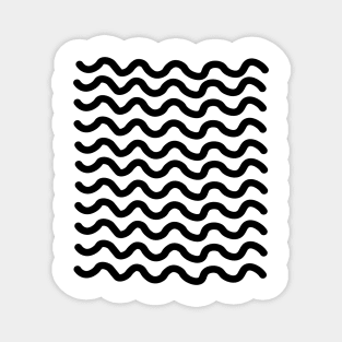 Black horizontal wavy curvy lines pattern Magnet