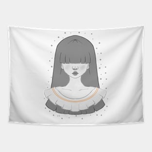 Girl in black and white Tapestry