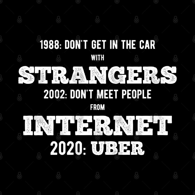 Don't get in car with strangers funny uber quote by NaturalistQuotes