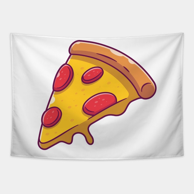 Slice of pizza with melted cheese cartoon Tapestry by Catalyst Labs