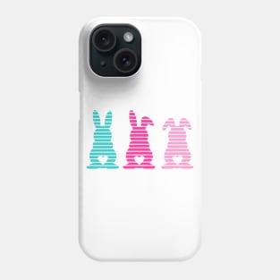 Three Easter Striped Bunnies with Heart Shaped Tails Phone Case