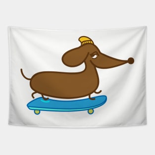 Skater Dachshund Skateboard Tapestry