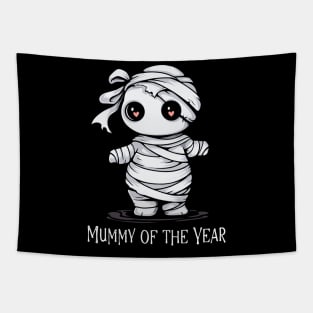 Halloween T-Shirt, Mummy of the Year Shirt, Mom's Spooky Tee, Fun Mummy Design, Women's Top, Family Halloween Apparel Tapestry