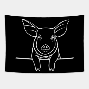 Pig or Piggy Animal Ink Art Design - farm animal - dark colors Tapestry