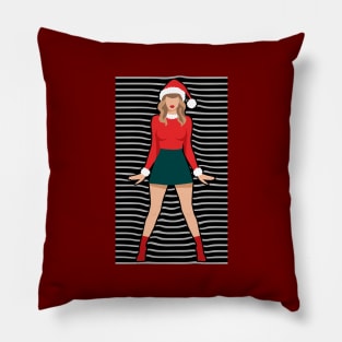 A Girl Wearing Christmas Wardrobe Fashionable Style Pillow