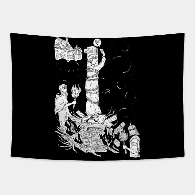 Funny Satanic Ritual Meme Tapestry by Scullenary