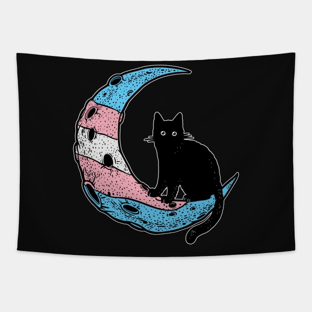 Transgender Moon Cat Tapestry by Psitta