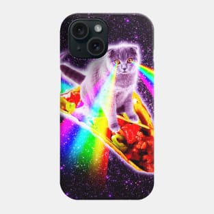 Rainbow Laser Eyes Galaxy Cat Riding Taco Phone Case