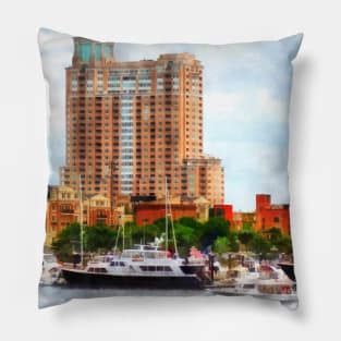 Baltimore MD - Boats at Inner Harbor Pillow