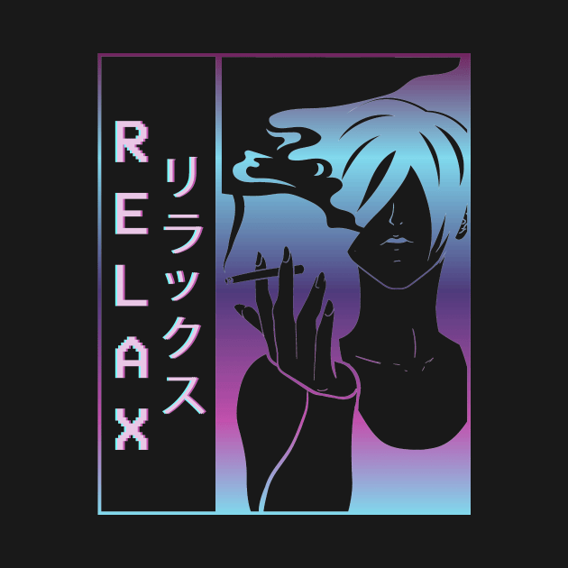 Relax Kanji Anime Boy Vaporwave Otaku Weeb by Alex21