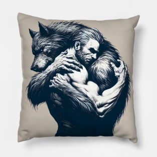 Man and Werewolf Hugging Gay Lovers Pillow