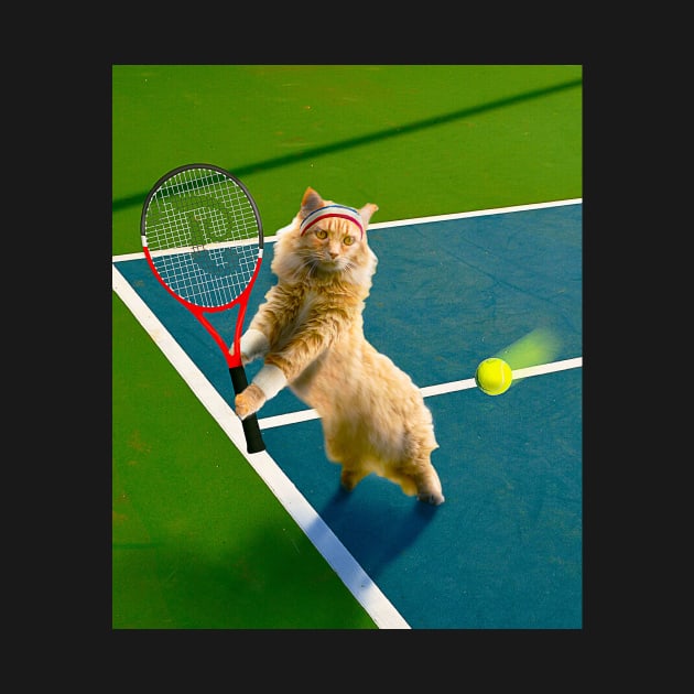 Maine Coon Cat Playing Tennis by Random Galaxy