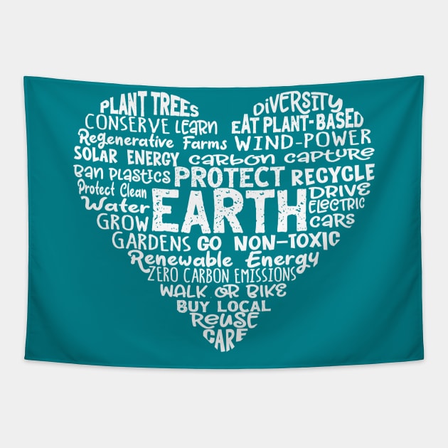 Heart Earth Word Cloud Tapestry by Jitterfly