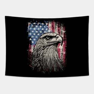 Vintage Distressed American Flag with Eagle Tapestry