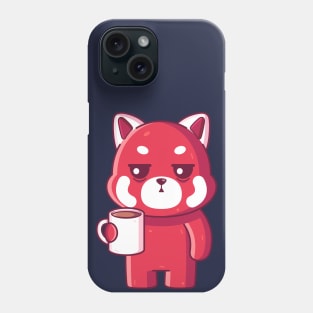 Cute red panda drinking coffee Phone Case