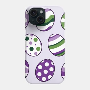 Egg Pattern | Purple Green | Stripes Clouds Flowers Dots | Light Purple Phone Case