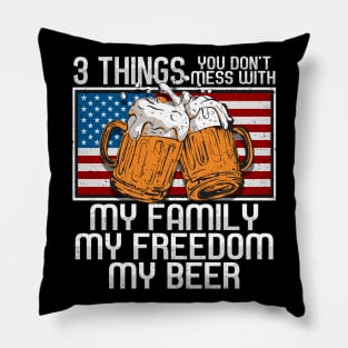 Beer American Flag Life Rules Pillow