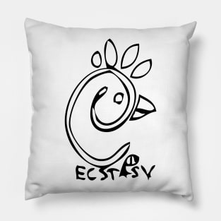 Ecstasy Doodle Black Pillow